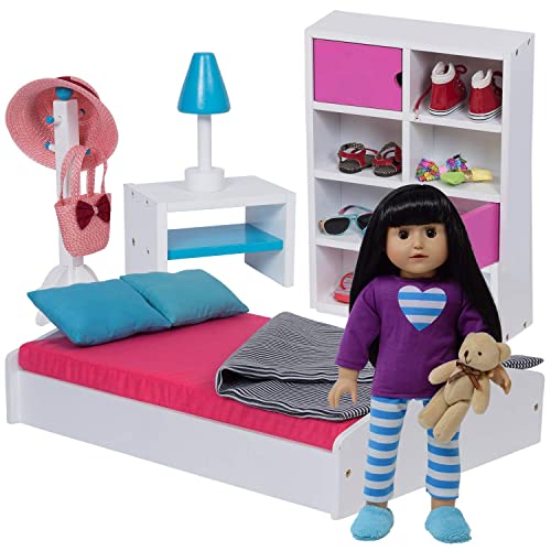 The New York Doll Collection Puppenbett & Schlafzimmer Set Passend für 18 Zoll / 46cm Puppen - Puppenmöbel für Puppen von The New York Doll Collection