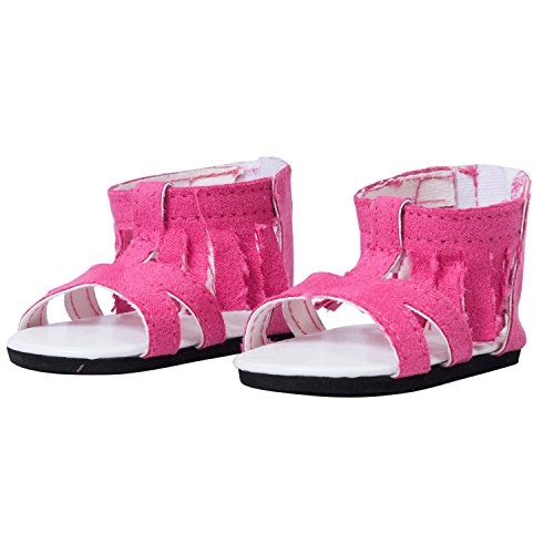 The New York Doll Collection Rosa Sandalen mit Fransen passt 18 Zoll/46 cm Puppen - Schuhe für Mode Puppen von The New York Doll Collection