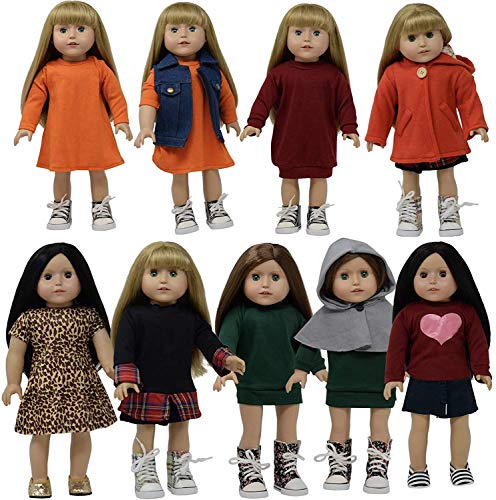 The New York Doll Collection Set Van 10 Coördineren Mix en Match Pop Outfits Voor Mode Meisje Poppen - Compleet Pop Garderobe Makeover - Past bij 18 inch / 46 cm Poppen - Pop Kleding - Pop Accessoires von The New York Doll Collection