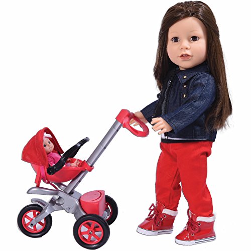 The New York Doll Collection Tschüss Baby Buggy Rot Buggy (Puppenwagen) zusammen mit Babypuppe (18 Zoll Puppe Nicht im Lieferumfang enthalten) für 18 Zoll / 46cm Puppen - Puppenwagen - Puppenzubehör von The New York Doll Collection