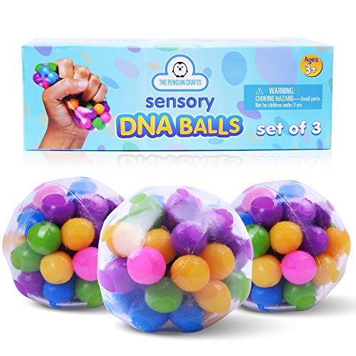 DNA Stress Balls Toys Set for Kids and Adults – 3-Pack Stress-Relief DNA Sensory Balls Toy – Clear Silicone Sensory Squeeze Balls for Stress-Relief and Better Focus – Sensory Squishy Stress Balls von The Penguin Crafts