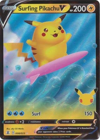 Pokémon The Pokemon Company International Pokemon Einzelkarte Surfen Picachu V 008/025 Celebrations, mehrfarbig von Pokémon