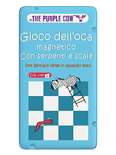 Purple Cow 7290016026894 Gioco dell'oca magnetico. Con serpenti e Scale Schlangen und Treppen Magnetspiel, hellblau, M von The Purple Cow