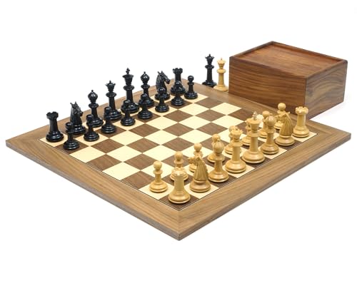 The Bath Ebenholz Schachset mit Ahorn- und Walnussbrett und Massivholzkoffer von The Regency Chess Company