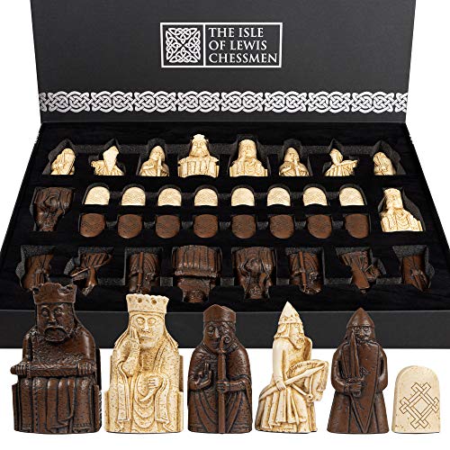 The Isle of Lewis Chessmen - Gewichtete und gefilzte präzise Isle of Lewis Schachfiguren mit 4 Königinnen von The Regency Chess Company