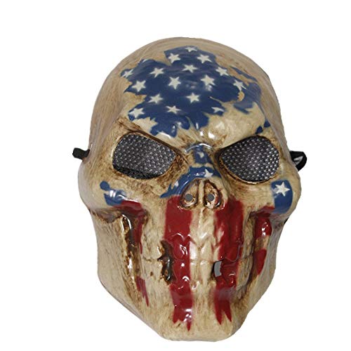 The Rubber Plantation TM, Totenkopf-Maske mit US-Flagge, Halloween-/Skelett-Kostüm, für Erwachsene, Unisex, Einheitsgröße, Modell 619219292177 von The Rubber Plantation TM