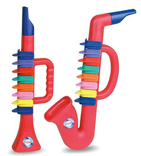 The Toy Bontempi Mini Saxofon Saxophon und Trompete Kinder Instrumente Set, 230023+230024, Rot von The Toy Company