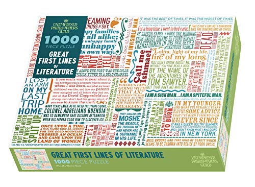 First Lines of Literature Puzzle – 1000 Teile – Reduzierte Blendung mattes Finish – inklusive Box und Mini-Poster mit Puzzle-Art First Lines of Literature Puzzle – 1000 Teile – Reduzierte Blendung mattes Finish – inklusive Box und Mini-Poster mit Puzzle-Art von The Unemployed Philosophers Guild