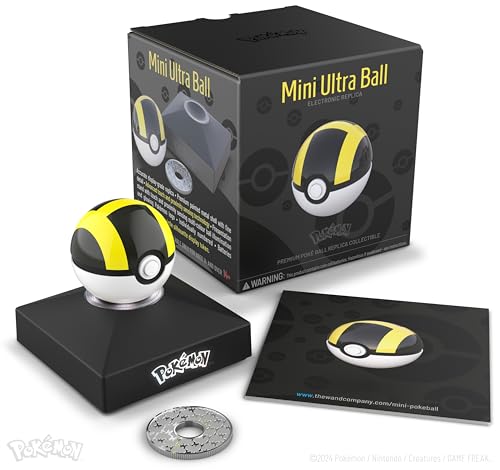 The Wand Company Pokémon Trainer Mini Poké Ball Range of Authentic Replicas - Realistic, Electronic, Die-Cast Poké Ball with Display Stand Light Features von The Wand Company