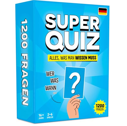 Super Quiz - Trivial Gesellschaftsspiele für Erwachsene mit 1200 Fragen - Lustige Brettspiele Erwachsene mit Quizkarten - Wissensspiel für die Familie mit Teenagern - Party Spiele Erwachsene von The World Game