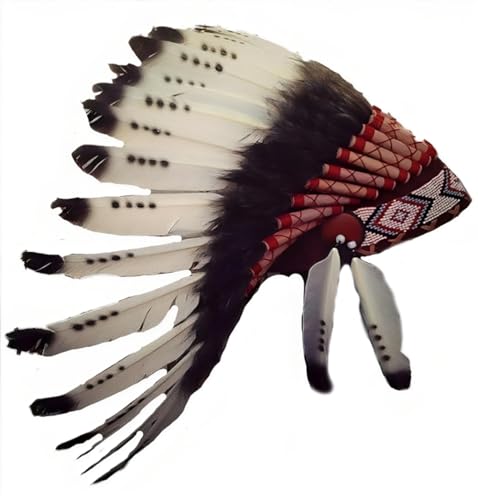 The World of Feathers Indianer inspirierter Feder-Kopfschmuck, Kriegshaube, indische Kopfbedeckung, Kopfbedeckung für Festival, Karneval, Halloween, Kopfschmuck, für Erwachsene von The World of Feathers