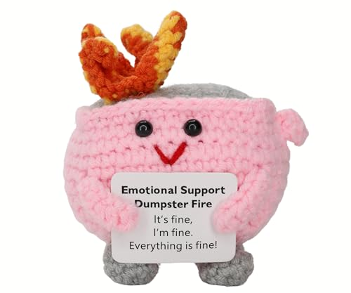 Emotional Support Dumpster Fire Crochet Handmade Positive Gift Valentines Day Gifts Office Desk Decor Friends and Family Funny Stress Gag Gift (Pink Dumpster Fire) von The trend collection