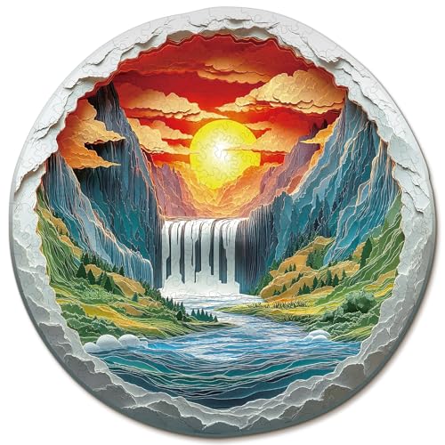 TheGiffter Holzpuzzle Erwachsene,3D Canyon Wasserfall Holzpuzzle Erwachsene,Einzigartige TierföRmige Holzpuzzles,Unregelmäßige Einzigartige Puzzle,Puzzle Erwachsene mit Geschenkbox aus Holz von TheGiffter