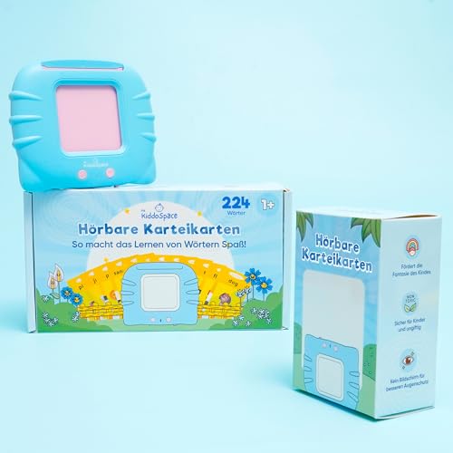 kiddospace sprechende spielzeugkarten (enthält 224 Karten)- Vokabelfreund das Kinder - sprechende lernkarten deutsch-Lernspielzeug für Kleinkinder für 3-6 Jahre Alt - Vorschul-Lernspielzeug (Blau) von TheKiddoSpace