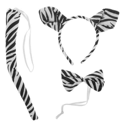 1 Set Zebra Rollenspiel Stirnband Fliege Schwanz Zebra Cosplay Kostüm Party Zubehör von Theaque