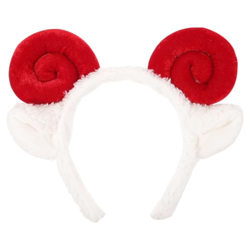 Antilopenhörner Stirnband Widder Hörner Haarreifen Tier Ziege Schaf Hörner Kopfschmuck Haarband Haarbänder Frauen Weihnachten Ostern Party Dekoration Cosplay Kostüm Handgemachtes Haarschmuck (Rot) von Theaque