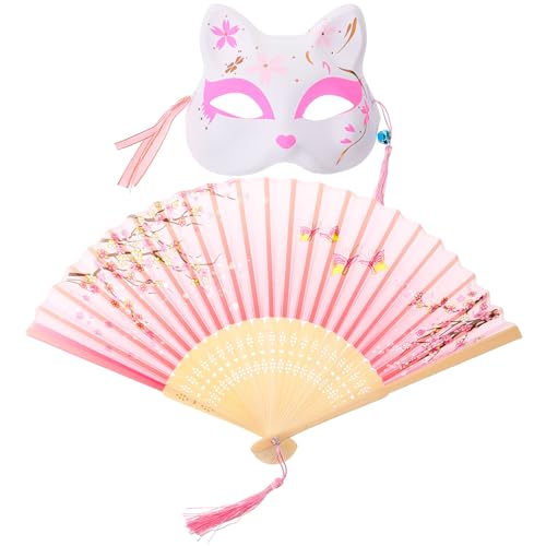 Theaque 1 Set Cosplay Fuchs Faltbarer Fan Karneval Maskerade Prop von Theaque