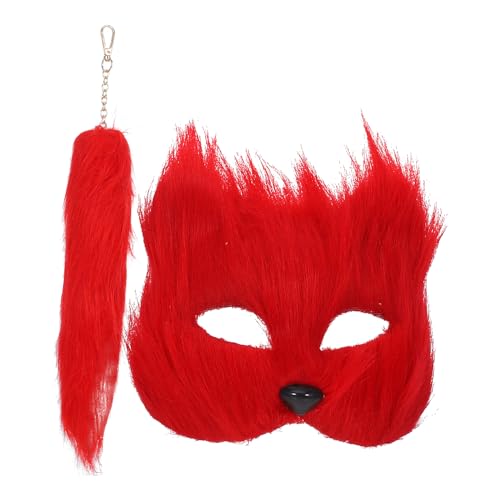 Theaque 1 Set Cosplay Fuchs Maske Schwanz Set Halloween Fuchs Kostüm Verkleidung Zubehör von Theaque