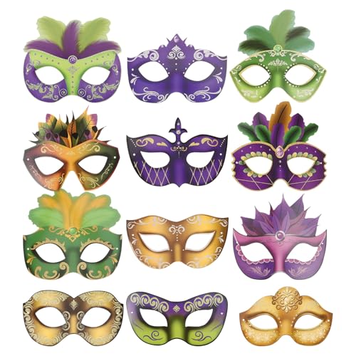 Theaque 12pcs Karneval Masken Lustige Masken Party Photo Booth Requisiten Papiermasken Partyzubehör von Theaque