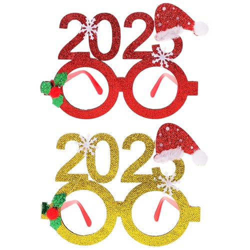 Theaque 2 x lustige Weihnachtsbrillen 2025, Urlaubsbrille, Partyzubehör, Dekoration von Theaque