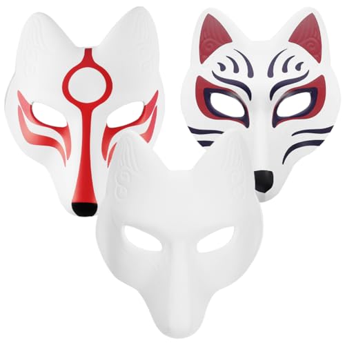 Theaque 3 x Fuchsmasken, Maskenmasken, DIY-Maske, Tiermasken, Party, Cosplay, Maske, Requisiten von Theaque