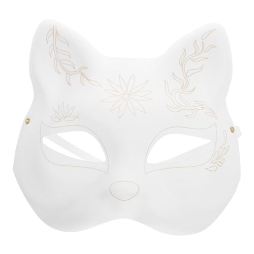 Theaque Halloween Papiermaske Papier Blank Maske DIY Unlackierte Maske Cosplay Partys Katzenmaske von Theaque