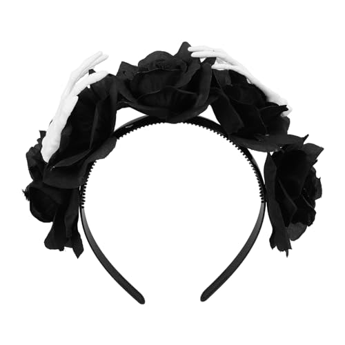 Theaque Halloween Stirnband Cosplay Künstliche Rose Skelett Haarband Frauen Halloween Party Haarschmuck von Theaque