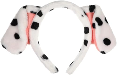 Theaque Hundeohren Stirnband für Damen, Cartoon-Haarreif, Plüschtier, Ohr-Haarbänder, Haarschmuck für Mädchen, Ostern, Halloween, Weihnachten, Cosplay, Partyzubehör, Weiß von Theaque