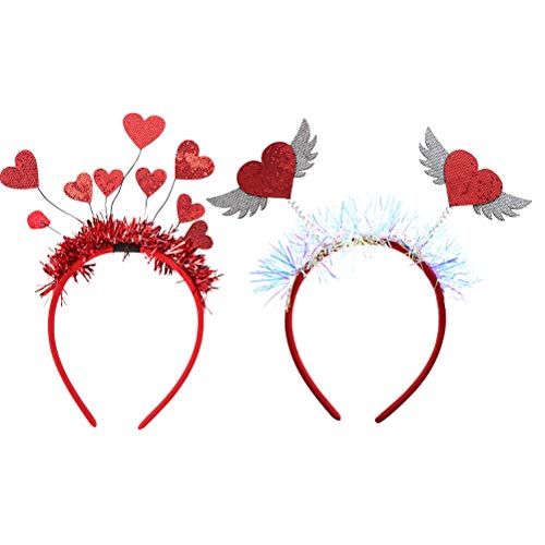 Theaque Valentinstag-Herz-Stirnband, Glitzer, Rot, Liebes-Haarreifen, Haarschmuck, Amor, herzförmiges Stirnband, Pailletten-Kopfschmuck, Urlaub, Party, Geschenk, Dekoration, Zubehör für Frauen und von Theaque