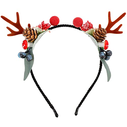 Weihnachts-Stirnband mit Rentiergeweih für Damen, Hirsch, Weihnachts-Haarband, Geweih, Haarreif mit Ohren für Damen und Mädchen, Weihnachten, Erntedankfest, Urlaub, Kopfbedeckung (bunt 2) von Theaque