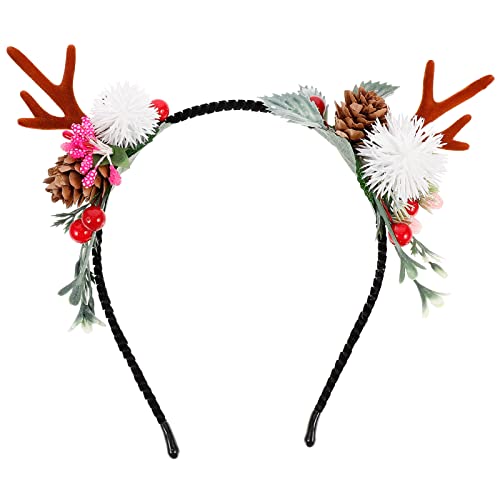 Weihnachts-Stirnband mit Rentiergeweih für Damen, Hirsch, Weihnachts-Haarband, Geweih, Haarreif mit Ohren für Damen und Mädchen, Weihnachten, Erntedankfest, Urlaub, Kopfbedeckung (bunt 3) von Theaque