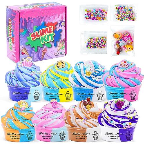 Thedttoy 8 Pack Fluffy Slime Set Schleim Kinder Butter DIY Slime Kit, Slime Schleim Selber Machen Fluffy Set Cloud Mini Slime Junge Mädchen Geschenk von Thedttoy