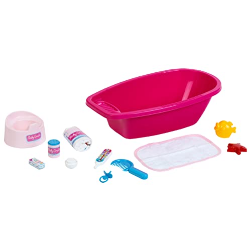 Theo Klein 1675 Baby Coralie Badewannen-Set | Für bis zu 35 cm große Puppen | Zahlreiches Bade- und Pflege-Zubehör | Maße: 50 cm x 27 cm x 15 cm | Spielzeug für Kinder ab 3 Jahren von Theo Klein