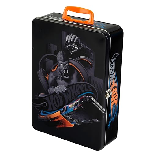 Theo Klein 2881 Hot Wheels Sammelkoffer I Metallkoffer für bis zu 50 Autos I Praktische Unterteilungen I Maße: 37,5 cm x 26 cm x 8,5 cm I Spielzeug für Kinder ab 3 Jahren, Dunkelgrau von Theo Klein