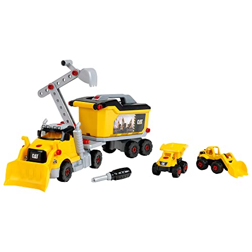 Theo Klein 3252 Caterpillar - Schraubtruck 4 in 1 I Konstruktionsspielzeug mit Werkzeugbox I Inkl. Bagger und Kipper I Spielzeug für Kinder ab 3 Jahren von Theo Klein