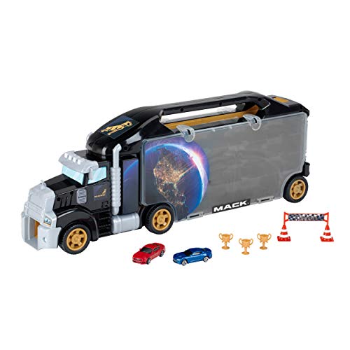 Theo Klein 3500 Mack Sammelkoffer Truck mit integrierter Abfahrtsrampe | 26 Staufächer | Rampe für Coole Rennen | Maße: 62,9 cm x 12 cm x 23,6 cm | Spielzeug für Kinder ab 3 Jahren von Theo Klein