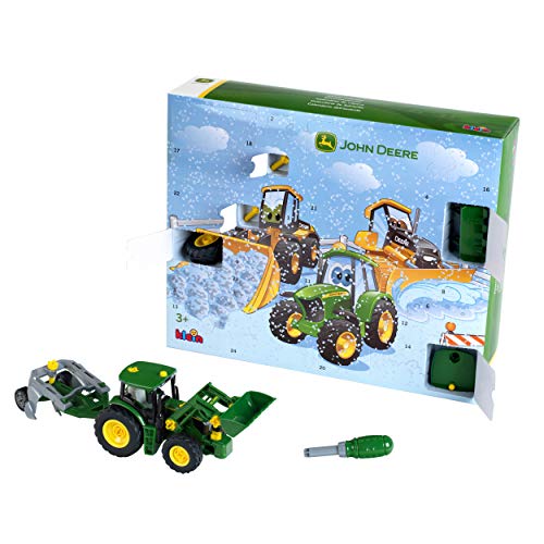 Theo Klein 3936 John Deere Adventskalender mit 24 Türchen I Set zum BAU eines Traktors im Maßstab 1:24 I Inkl. Schraubendreher I Maße: 41 cm x 12 cm x 12 cm I Spielzeug für Kinder ab 3 Jahren von Theo Klein