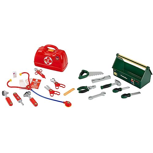 Theo Klein 4457 Arztkoffer | Mit Stethoskop & 8573 Werkzeug-Box | 7-teiliges Werkzeug-Set | Stabile Box mit praktischem Tragegriff | Spielzeug für Kinder ab 3 Jahren von Theo Klein