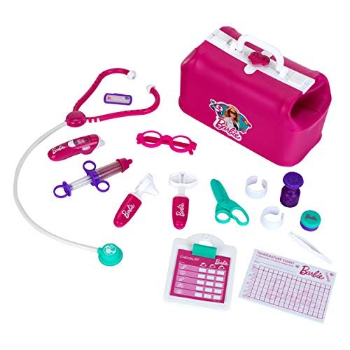 Theo Klein 4601 Barbie Arzttasche | Mit Stethoskop, Brille, Pflaster u.v.m. | Thermometer mit Licht und Sound | Maße: 27 cm x 14,5 cm x 18 cm | Spielzeug für Kinder ab 3 Jahren von Theo Klein