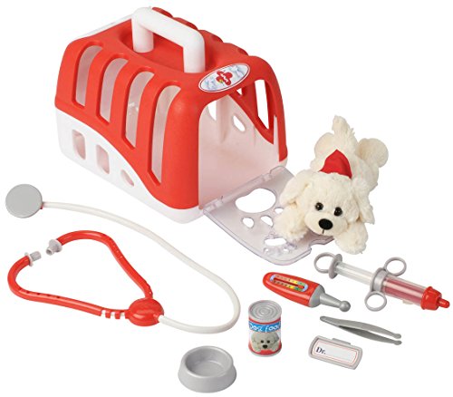 Theo Klein 4831 Tierarztkoffer I Robuste Transportbox mit Plüschhund I Inkl. Stethoskop, Spritze, Thermometer u.v.m. I Maße: 24 cm x 18,5 cm x 16,5 cm I Spielzeug für Kinder ab 3 Jahren von Theo Klein