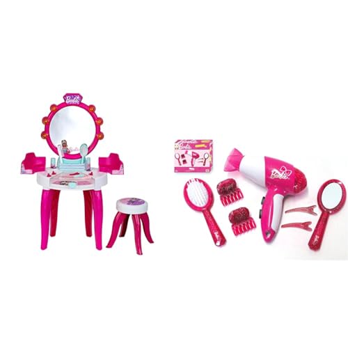 Theo Klein 5328 Barbie Schönheitsstudio mit Licht- und Soundfunktion & 5790 Barbie Frisier-Set I Zubehör und Accessoires im Barbie-Look von Theo Klein