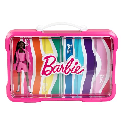 Theo Klein 5808 Barbie Sammelkoffervitrine I Platz für 6 Barbies I Leuchtendes Barbie-Logo I Mit praktischem Tragegriff I Spielzeug für Kinder ab 3 Jahren von Theo Klein