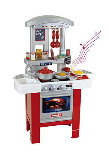 Theo Klein 9106 Miele Küche Starter I Beidseitig bespielbare Spielküche mit Zubehör und Geschirr I Kochplatte mit Sound I Maße: 27 cm x 57 cm x 90 cm I Spielzeug für Kinder ab 3 Jahren von Theo Klein