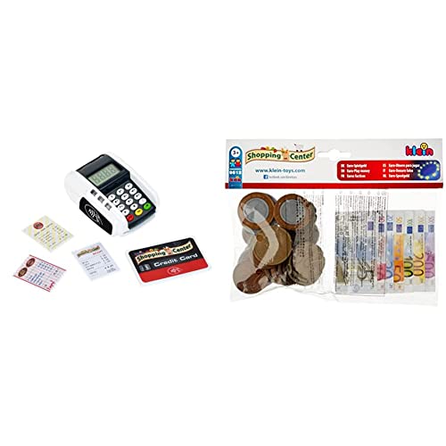 Theo Klein 9333 Pay Terminal with Light & Sound, Toy cash registers supplement & 9612 Euro Play Money I 35 Notes and 25 coins - from 1 cent coins to 500 Euro notes I Toys for Children Aged 3 and over von Theo Klein
