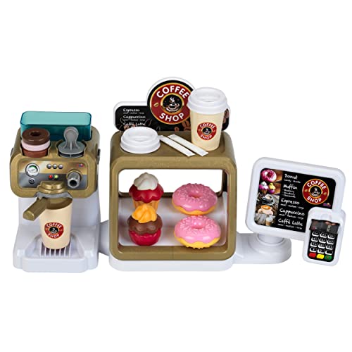 Theo Klein 9501 Coffee Shop I Espresso-Bar mit Wasserdurchlauffunktion und Touchdisplay I Inkl. Zubehör und Spielzeug-Lebensmittel I Maße: 45 cm x 23,5 cm x 13 cm I Spielzeug für Kinder ab 3 Jahren von Theo Klein