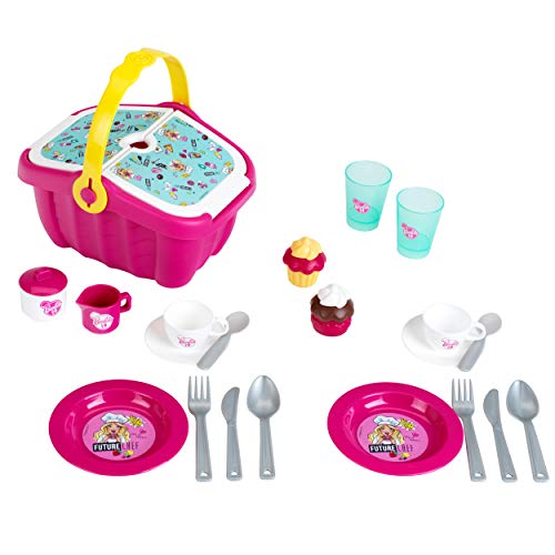 Theo Klein 9527 Barbie Picknickkorb I Robuster Spielzeug-Korb voll Buntem Geschirr und Cupcakes für Zwei I Maße: 25 cm x 20 cm x 22,5 cm I Spielzeug für Kinder ab 3 Jahren von Theo Klein