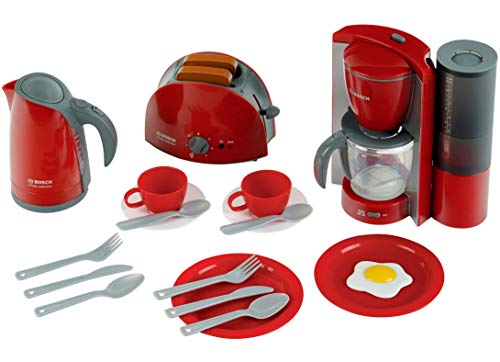 Bosch Theo Klein 9564 Frühstücksset | Küchen-Set bestehend aus Toaster, Kaffeemaschine, Wasserkocher und vielem mehr | Verpackungsmaße: 44,5 cm x 13 cm x 34 cm | Spielzeug für Kinder ab 3 Jahren von Theo Klein