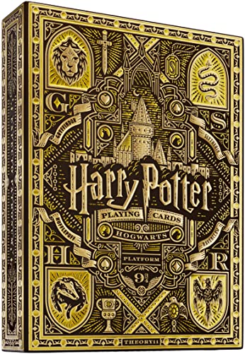 theory11 Harry Potter Spielkarten Yellow Version - Premium-Qualität, 52er Blatt, Poker, Skat, USA-Hergestellt, Gelb, Unisex, 216+ Monate, 36 Monate von theory11