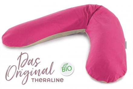 Theraline Stillkissen BIO Original Mikroperlenfüllung Design 98 Cappucino/Fuchsia Jersey