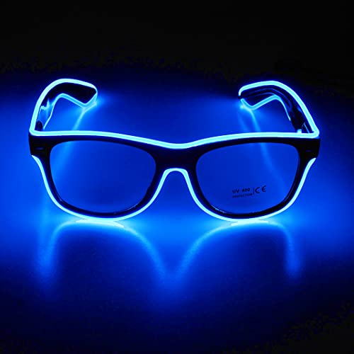 Therlan Led Brille, Neon Leuchtbrille, Leuchten PartyBrille, LED Party Sonnenbrille, Led Glow Flashing Kostüme, LED Brille für Rave EDM Halloween Party (Blau) von Therlan